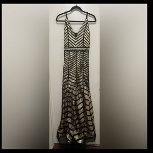 Fashion Nova Black & Gold Gown. NWT. Size S
